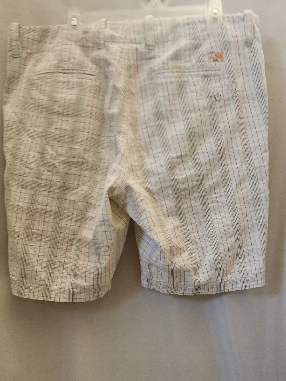 Tommy Bahama White Plaid Seersucker Flat Front Shorts